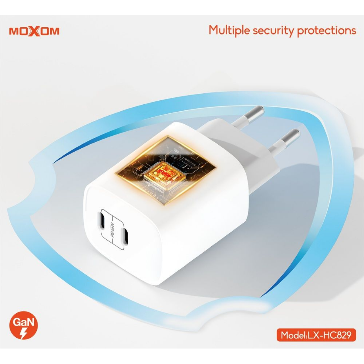 45W GaN Φορτιστής Ταχείας Φόρτισης με 2x USB-C Moxom LX-HC829 - Image 7