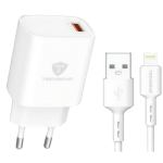 Φορτιστής USB-A QC 3.4A με Καλώδιο Lightning 1m TECHNOVO TN-F072