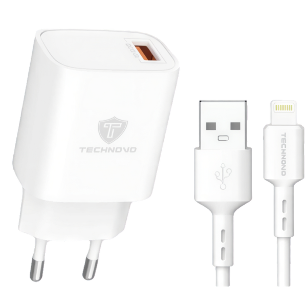 Φορτιστής USB-A QC 3.4A με Καλώδιο Lightning 1m TECHNOVO TN-F072