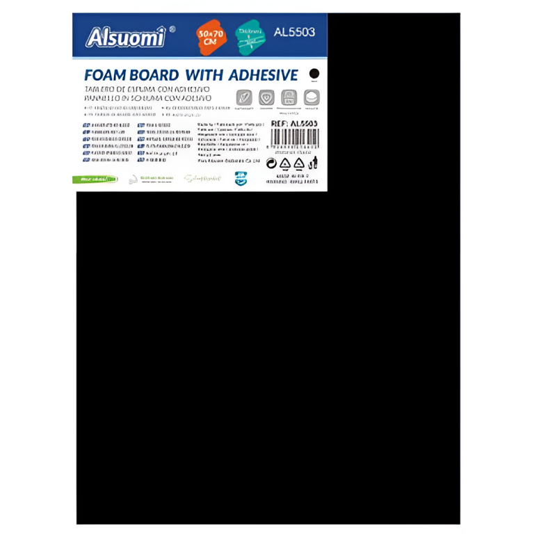 Αυτοκόλλητο Foam Board Μαύρο 50x70cm 5mm για Κατασκευές & Παρουσιάσεις Alsuomi AL5503