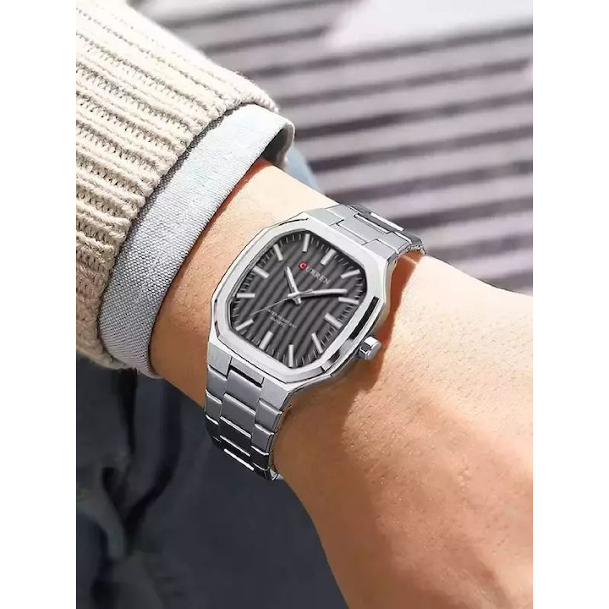 Ανδρικό Αναλογικό Ρολόι 37mm Quartz με Ατσάλινο Μπρασελέ Curren 8458-1 - Image 3