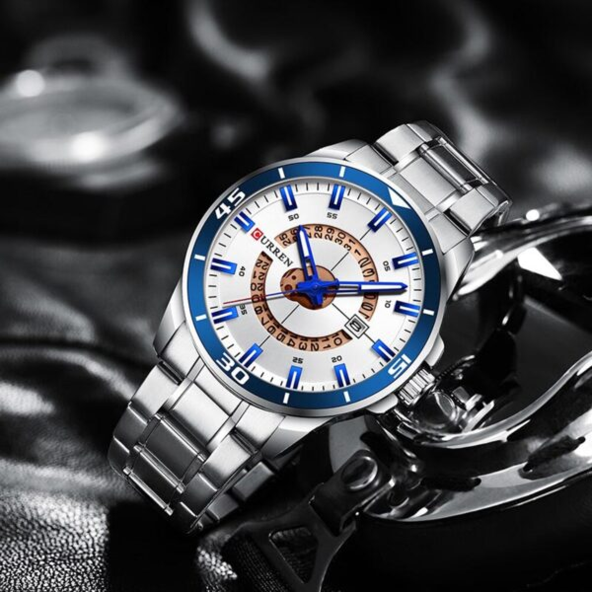 Ανδρικό Αναλογικό Ρολόι 50mm Quartz με Ατσάλινο Μπρασελέ Curren 8359-1 - Image 4