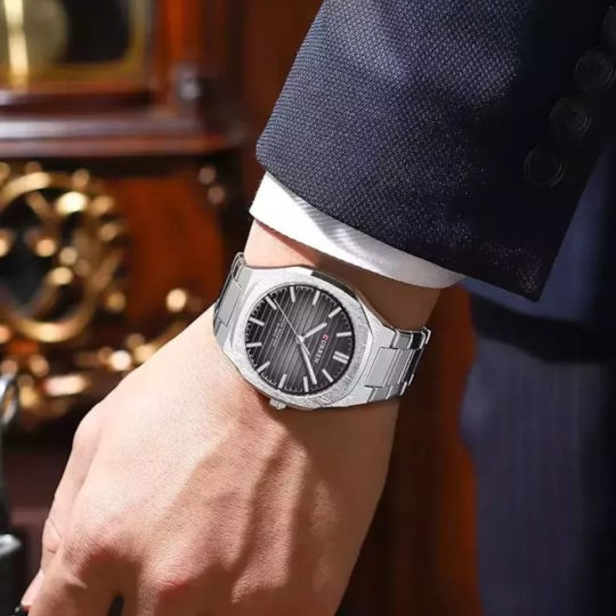 Ανδρικό Αναλογικό Ρολόι Quartz με Ατσάλινο Μπρασελέ Curren 8456-1 - Image 3