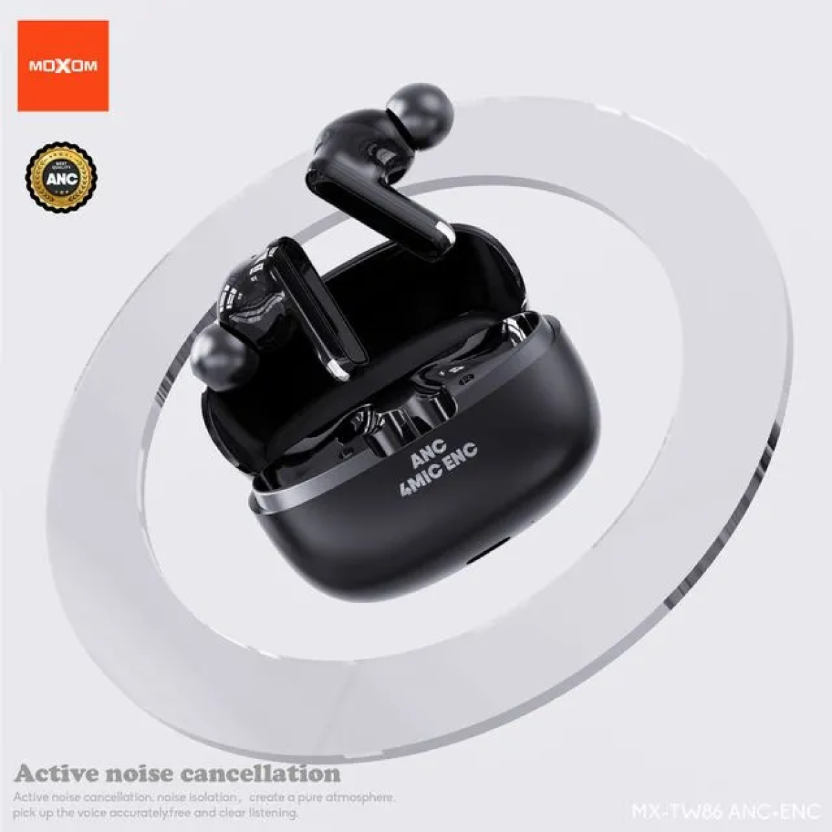 Ασύρματα Ακουστικά Bluetooth 5.3 με 4-Mic ENC & Θήκη Φόρτισης Type-C MOXOM MX-TW86 ANC - Image 2