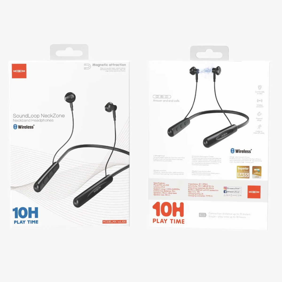 Ασύρματα Ακουστικά Bluetooth 5.4 με Bass 14mm και Αυτονομία 10 Ωρών MOXOM MX-WL100 - Image 2