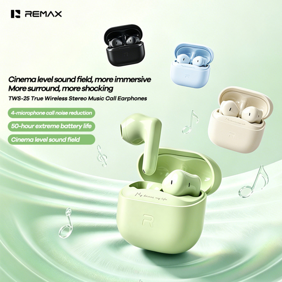 Ασύρματα Ακουστικά Bluetooth 6.0 TWS με 4 Μικρόφωνα ENC & Super Bass REMAX TWS-25 - Image 10