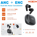 Ασύρματα Ακουστικά Bluetooth 6.0 TWS με ANC & ENC Moxom MX-TW98 - Image 2