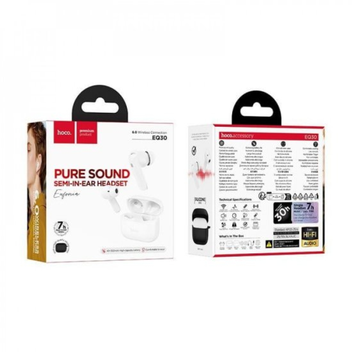 Ασύρματα Ακουστικά Bluetooth In-Ear TWS με Θήκη Φόρτισης Λευκά Hoco EQ30 - Image 2