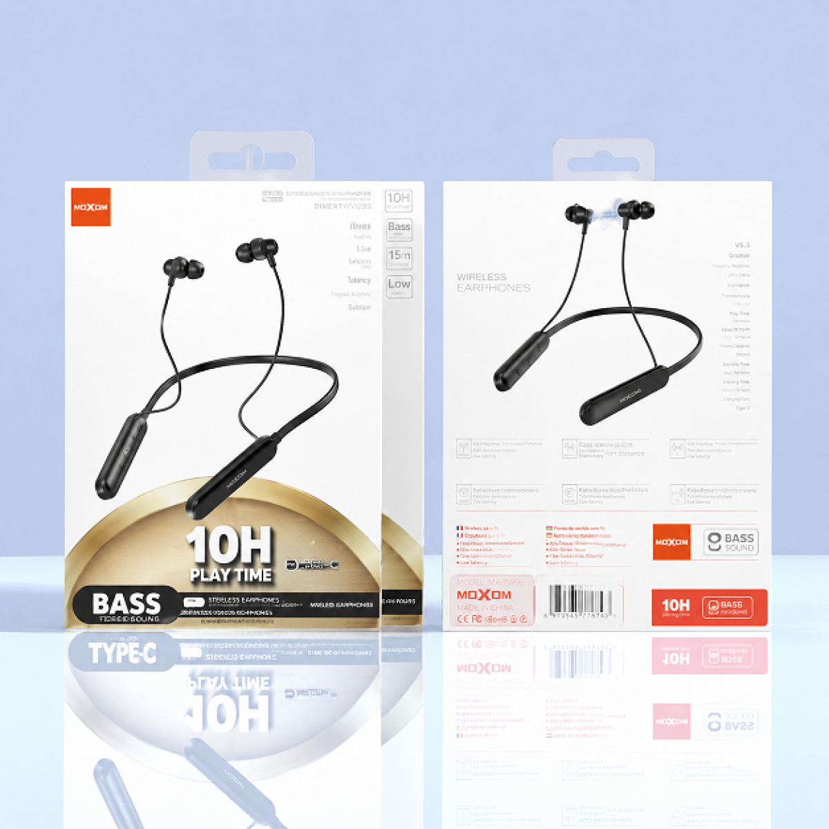 Ασύρματα Ακουστικά Bluetooth Neckband με Μικρόφωνο και 10 Ώρες Λειτουργίας MOXOM MX-TW99 - Image 3
