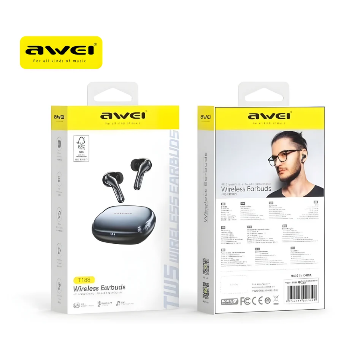 Ασύρματα Ακουστικά ENC Bluetooth 6.0 TWS με Θήκη Φόρτισης Awei T188 - Image 3