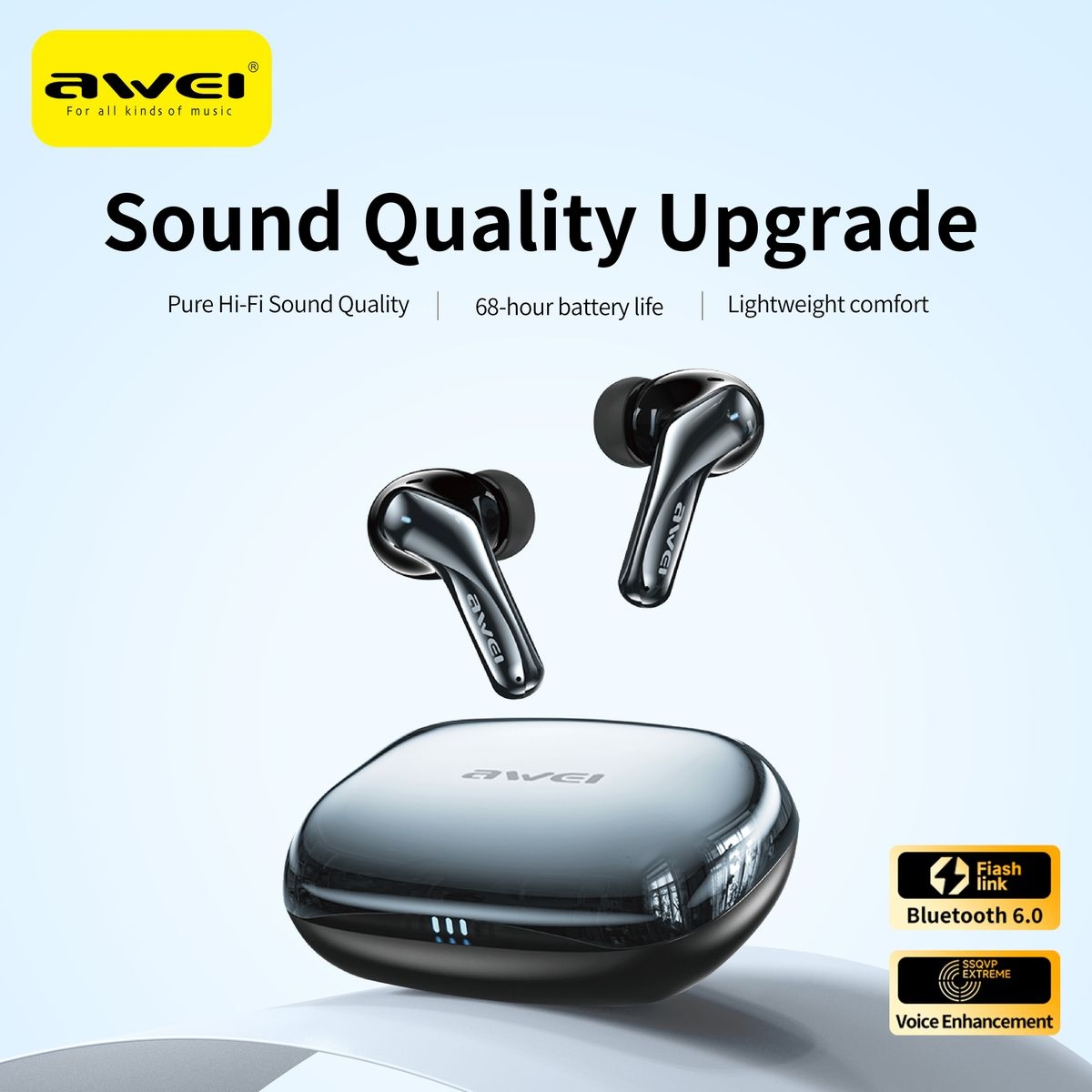 Ασύρματα Ακουστικά ENC Bluetooth 6.0 TWS με Θήκη Φόρτισης Awei T188 - Image 2