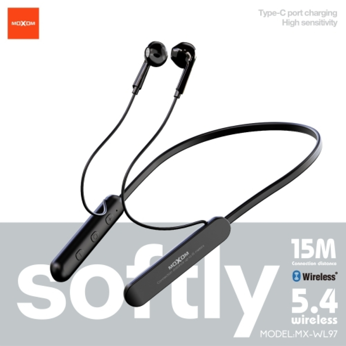 Ασύρματα Ακουστικά Neckband Bluetooth 5.4 με Αυτονομία 10 Ώρες Moxom MX-WL97 - Image 2