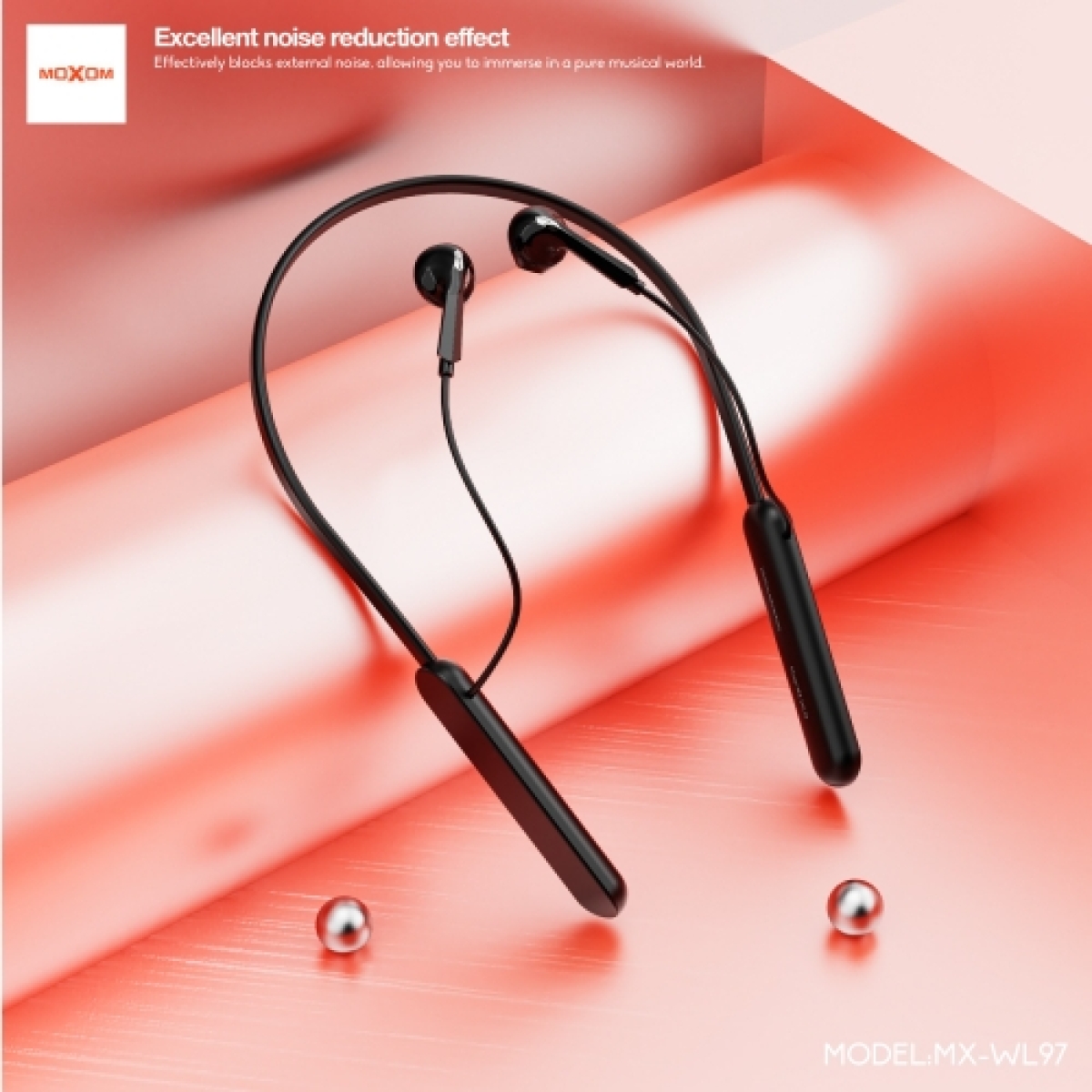 Ασύρματα Ακουστικά Neckband Bluetooth 5.4 με Αυτονομία 10 Ώρες Moxom MX-WL97 - Image 3