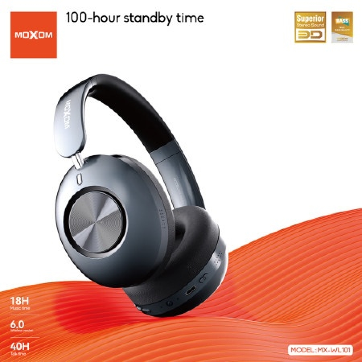 Ασύρματα Αναδιπλούμενα Ακουστικά Bluetooth MOXOM MX-WL101 - Image 3