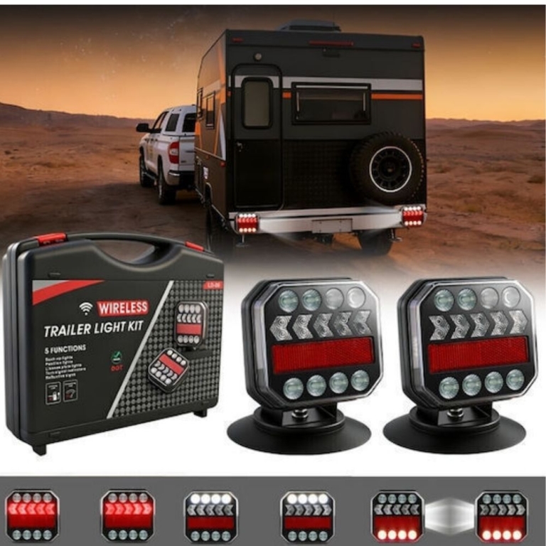 Ασύρματα Μαγνητικά Led Φώτα Trailer 12-24V IP67 Επαναφορτιζόμενα Usb-C