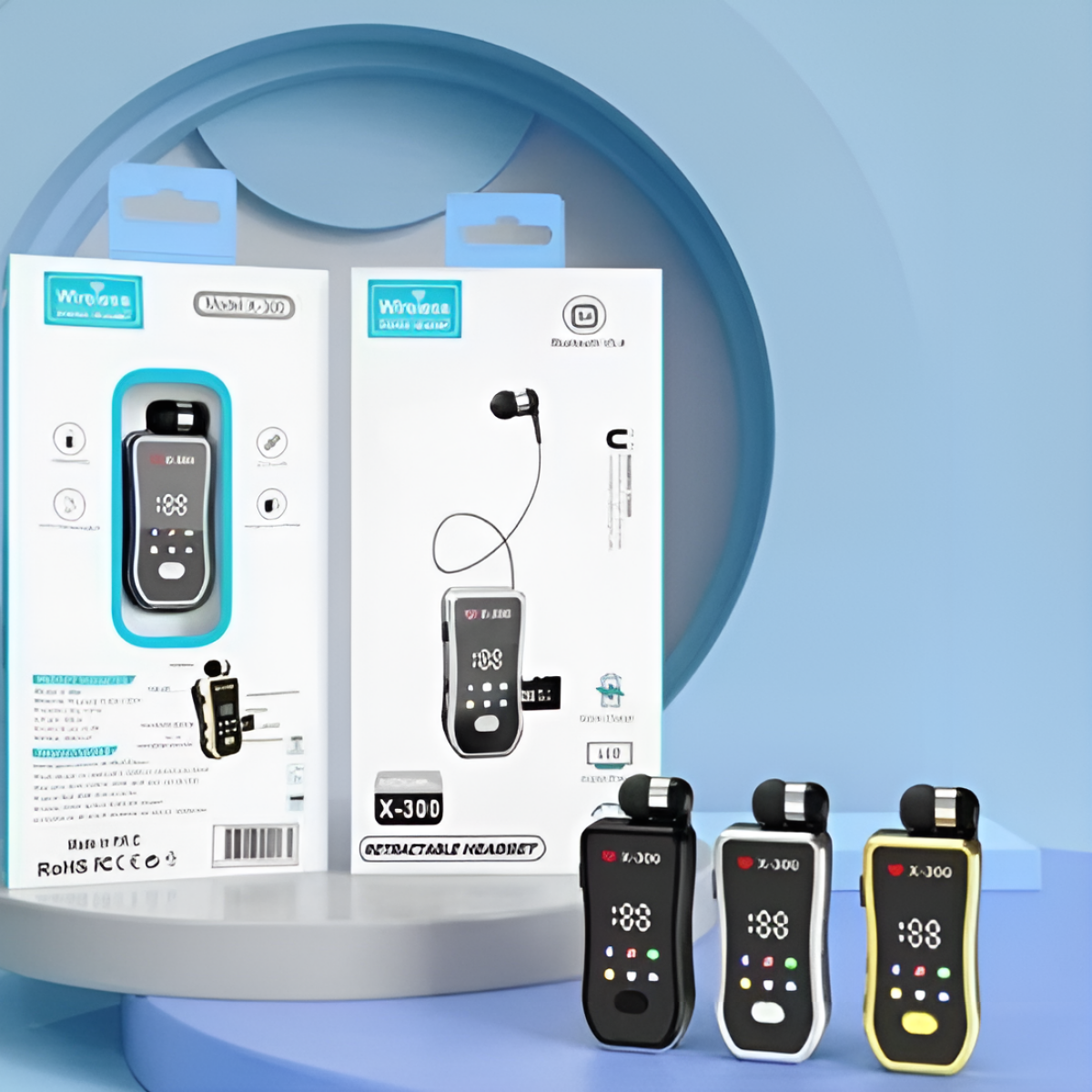 Ασύρματο Bluetooth Ακουστικό Clip-On με LED Οθόνη & TF Card X-300 - Image 4