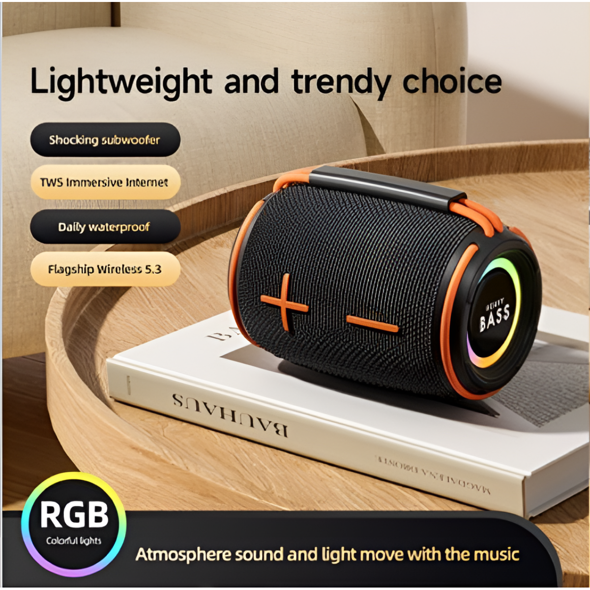 Ασύρματο Bluetooth Ηχείο 8W με Super Bass, RGB Φωτισμό & 360° Ήχο BASS-20
