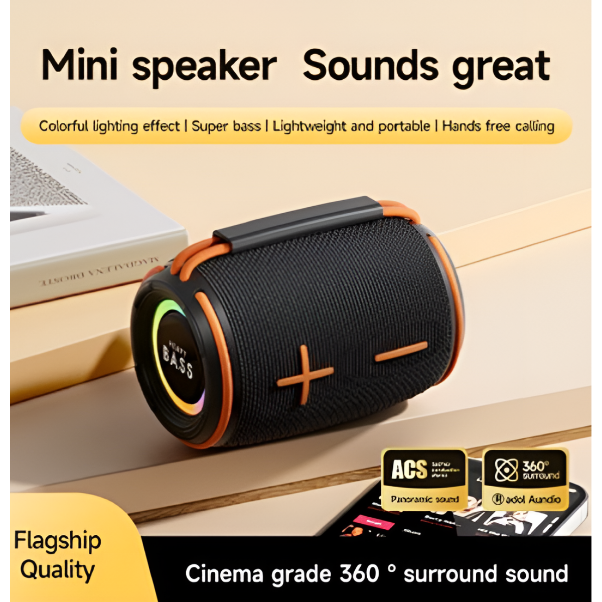 Ασύρματο Bluetooth Ηχείο 8W με Super Bass, RGB Φωτισμό & 360° Ήχο BASS-20