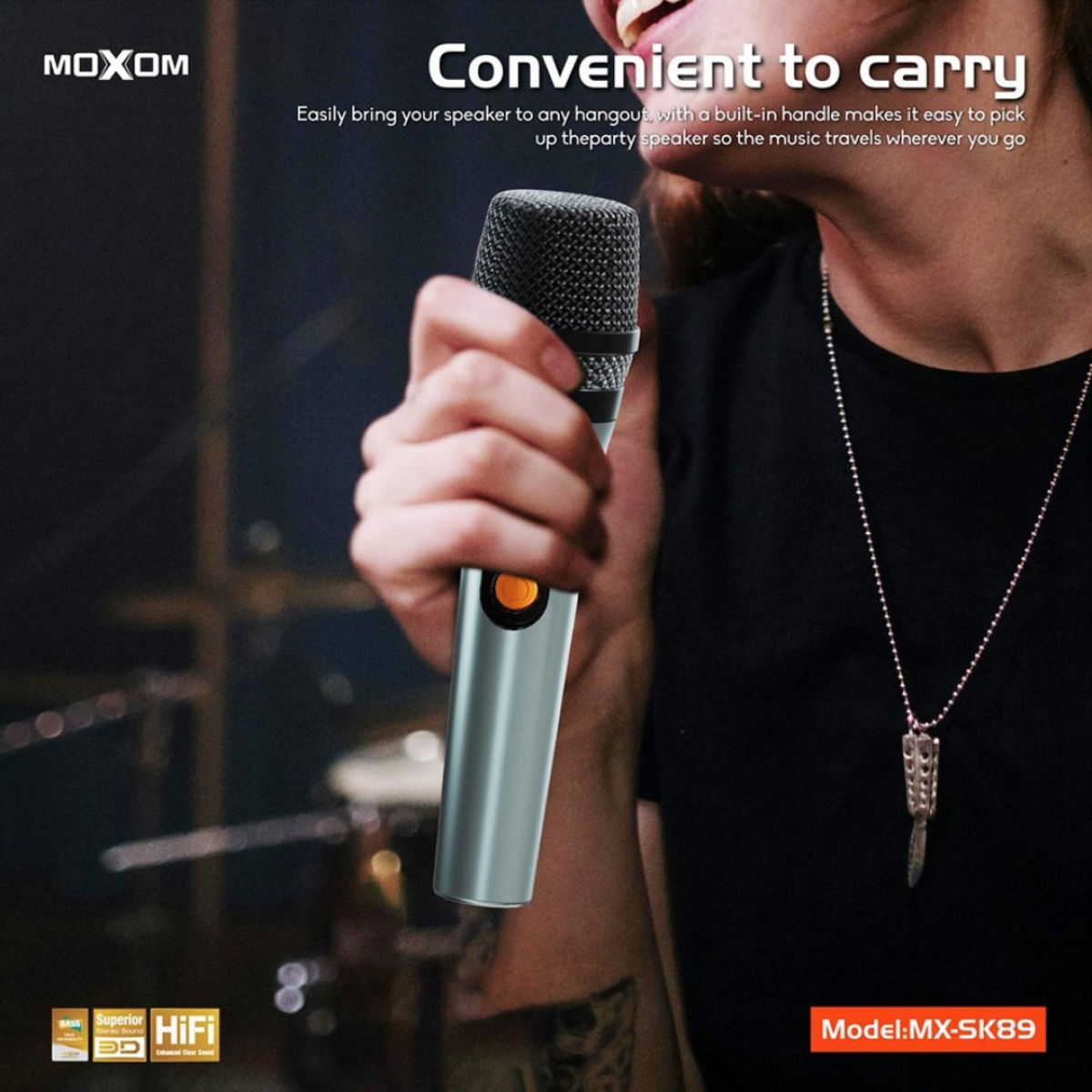 Ασύρματο Φορητό Ηχείο Bluetooth 5.3 120W με 2 Μικρόφωνα & RGB Moxom MX-SK89 - Image 2