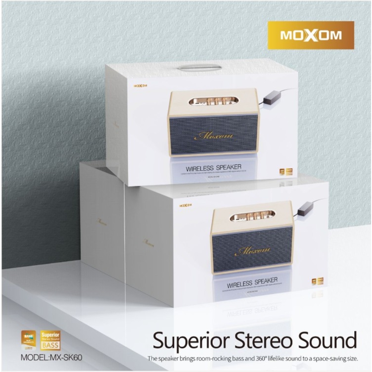 Ασύρματο Ηχείο Bluetooth 5.2 80W Hi-Fi με Ξύλινο Σχεδιασμό Moxom MX-SK60 - Image 5