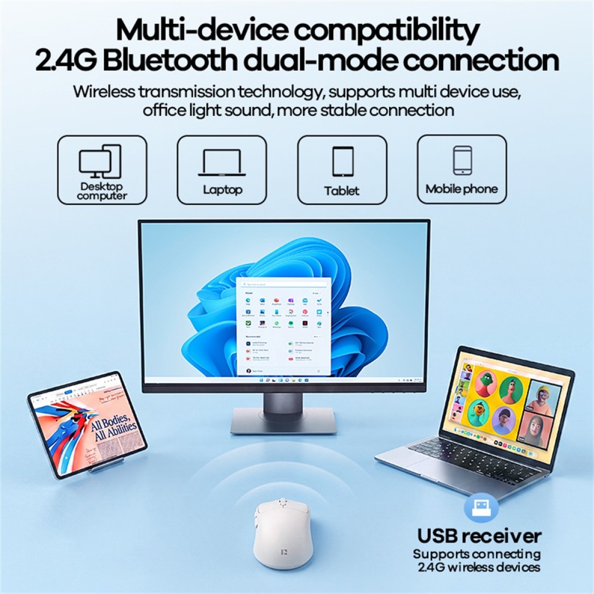 Ασύρματο Ποντίκι Bluetooth 5.0 & 2.4G με 6 Πλήκτρα και 1600 DPI Remax WM-01 - Image 9