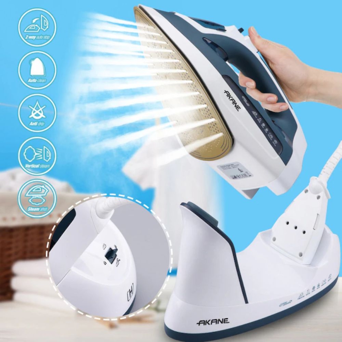 Ατμοσίδερο AKANE A.81208 2600W Ενσύρματο & Ασύρματο