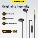 Awei PC-6T Ενσύρματα Ακουστικά USB-C με Μικρόφωνο