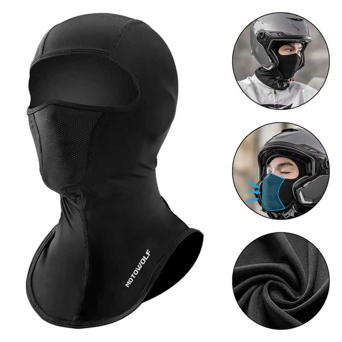 Μπαλακλάβα Full Face Πολυεστερική Μαύρη Motowolf FM1-C - Image 2