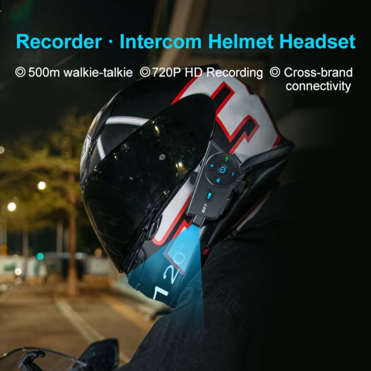Bluetooth Ακουστικό Κράνους Μηχανής Q27 με Κάμερα 720P