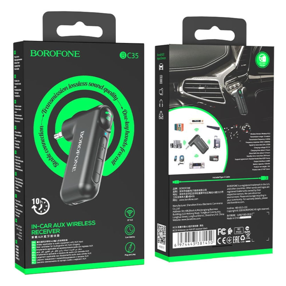 Bluetooth Receiver AUX Borofone BC35 Wideway 3.5mm