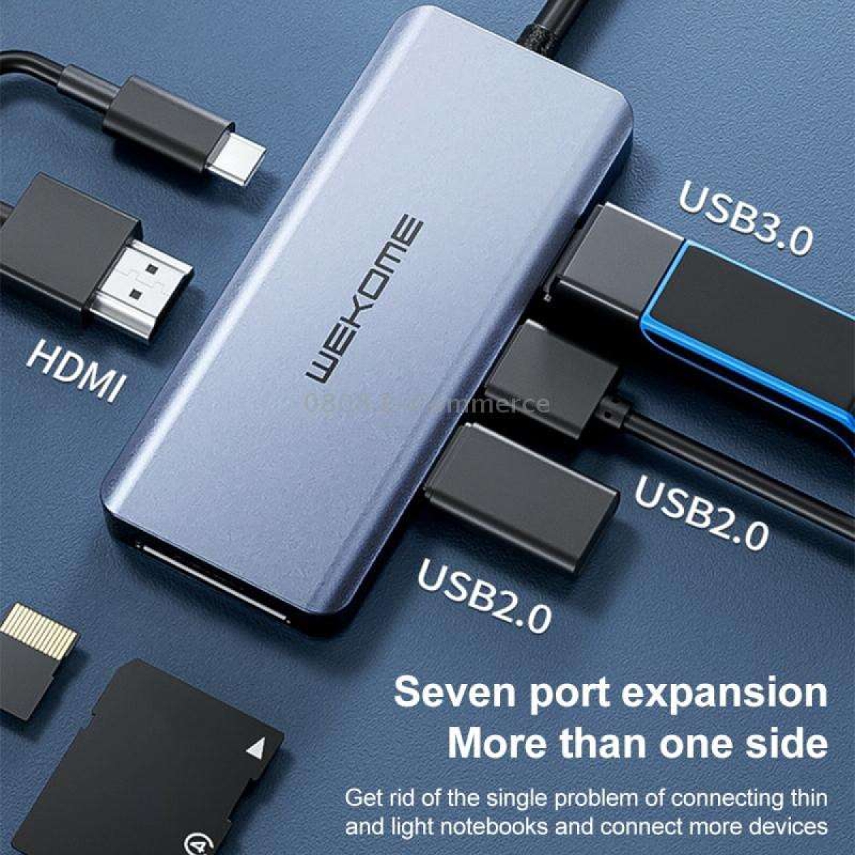 Docking Station USB-C 7 σε 1 με HDMI 4K, USB 3.0, Card Reader & PD Wekome WP-U136 - Image 2