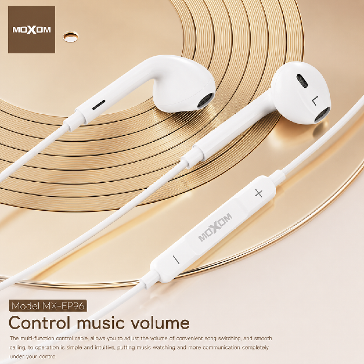 Ενσύρματα Ακουστικά 3.5mm με Μικρόφωνο MOXOM MX-EP96 - Image 4