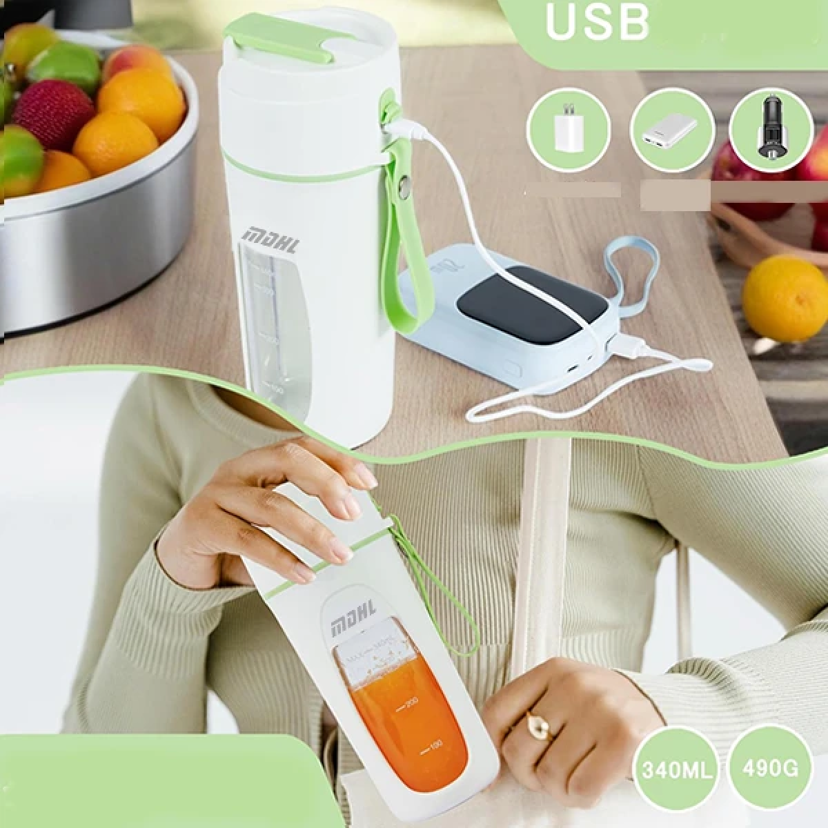 Επαναφορτιζόμενο Φορητό Μπλέντερ Smoothie 340ml με 8 Λεπίδες MDKS-FSV8 - Image 7