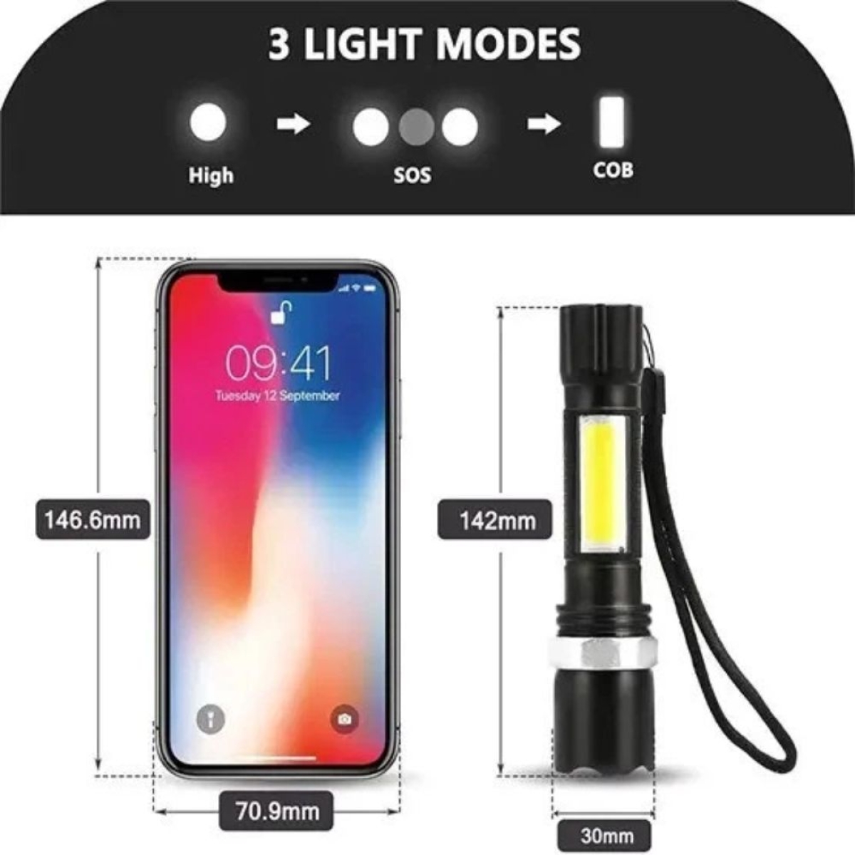 Επαναφορτιζόμενος Φακός LED BL-9626-XPE 500lm USB