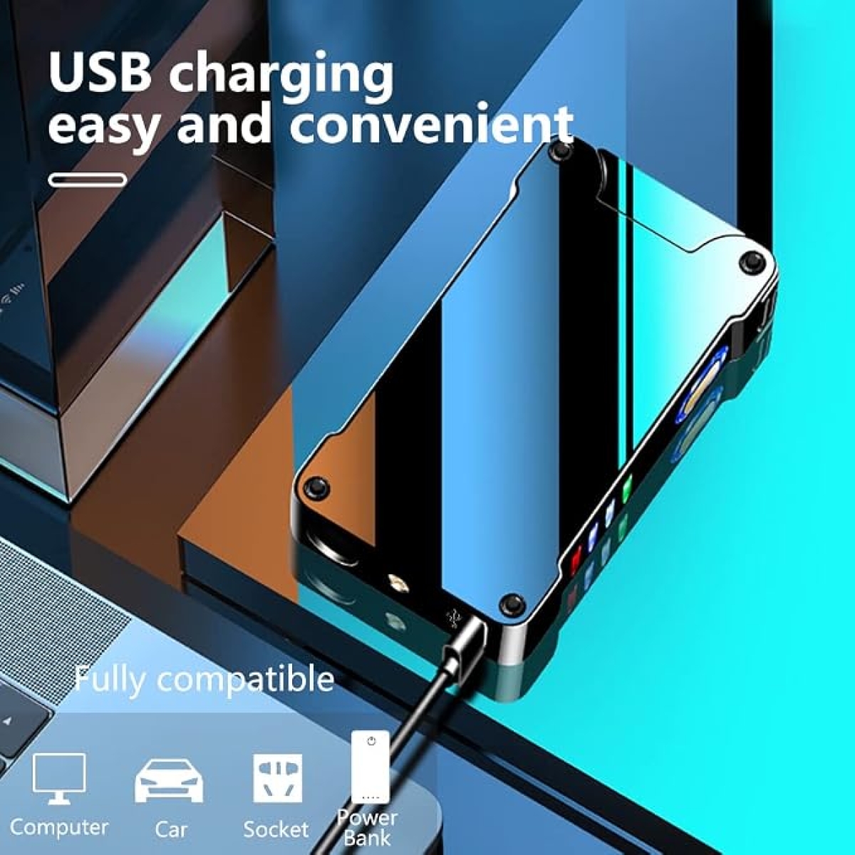 Επαναφορτιζόμενος Ηλεκτρικός Αναπτήρας USB με Προβολή Σχεδίου KJ-911 - Image 3