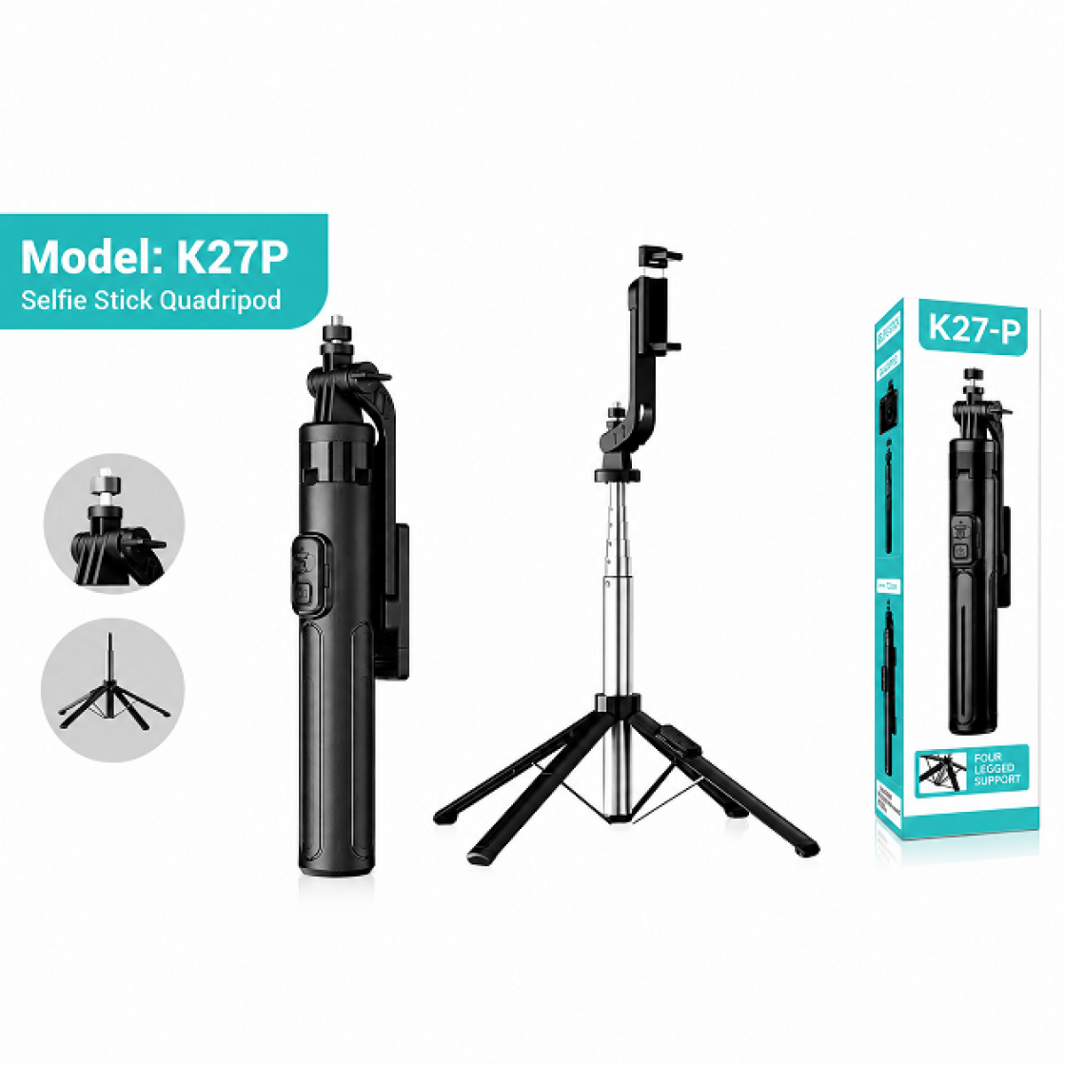 Επαγγελματικό Selfie Stick με Τρίποδο και Bluetooth Remote K27-P - Image 4