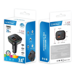 FM Transmitter Αυτοκινήτου Bluetooth με Type-C 20W, USB 3.1A & RGB LED - C38