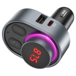 FM Transmitter Αυτοκινήτου με δυνατότητα σύνδεσης Bluetooth και USB Γκρί Hoco E72 - Image 2