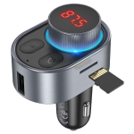FM Transmitter Αυτοκινήτου με δυνατότητα σύνδεσης Bluetooth και USB Γκρί Hoco E72 - Image 3