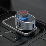 FM Transmitter Αυτοκινήτου με δυνατότητα σύνδεσης Bluetooth και USB Γκρί Hoco E72 - Image 5