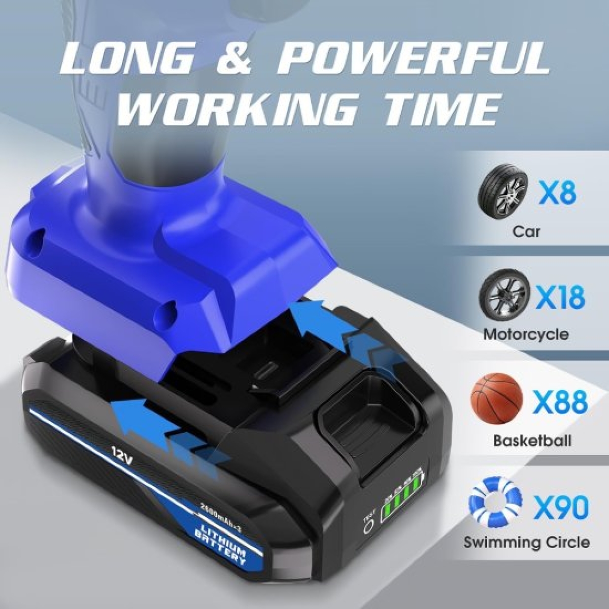 Φορητή Επαναφορτιζόμενη Τρόμπα Αέρα 150PSI με Ψηφιακή Οθόνη Carsun T1811-1S - Image 5