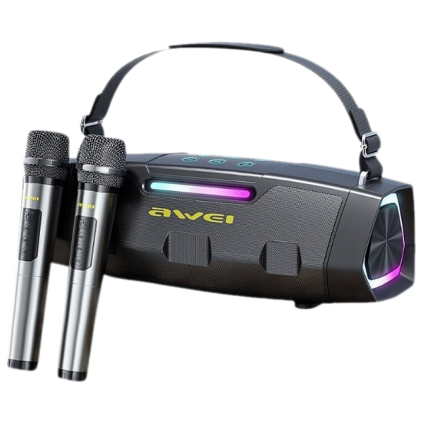 Φορητό Bluetooth Ηχείο Karaoke 60W με 2 Ασύρματα Μικρόφωνα RGB Awei KT28