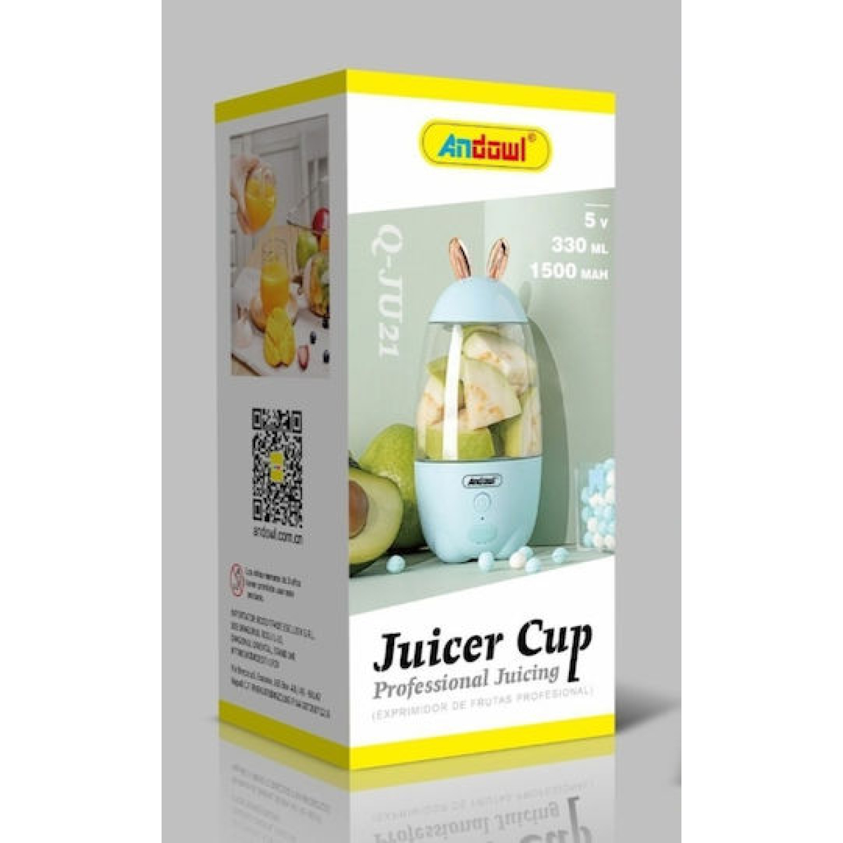 Φορητό Επαναφορτιζόμενο Μπλέντερ Smoothie Maker 300ml Andowl Q-JU21 - Image 3