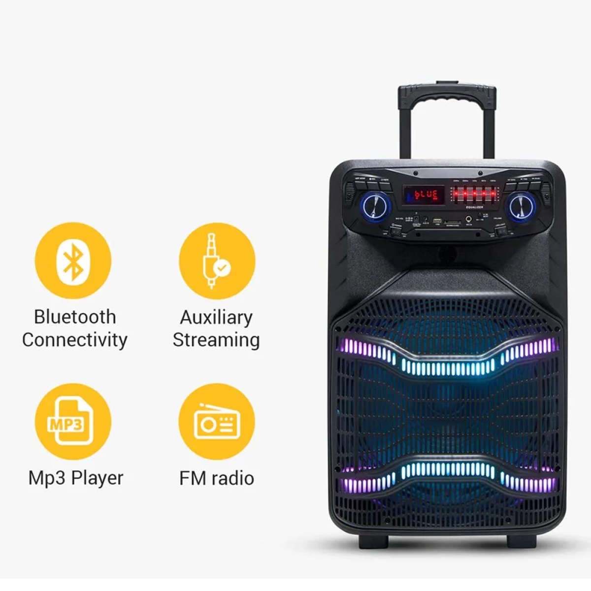 Φορητό Ηχείο Bluetooth 2000W με Ασύρματο Μικρόφωνο και LED RGB K9-15 - Image 2