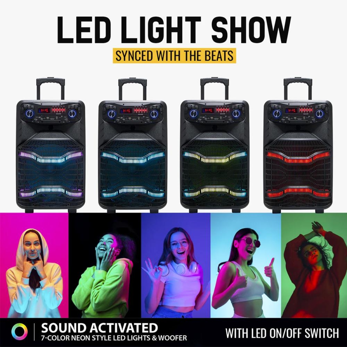 Φορητό Ηχείο Bluetooth 2000W με Ασύρματο Μικρόφωνο και LED RGB K9-15 - Image 4