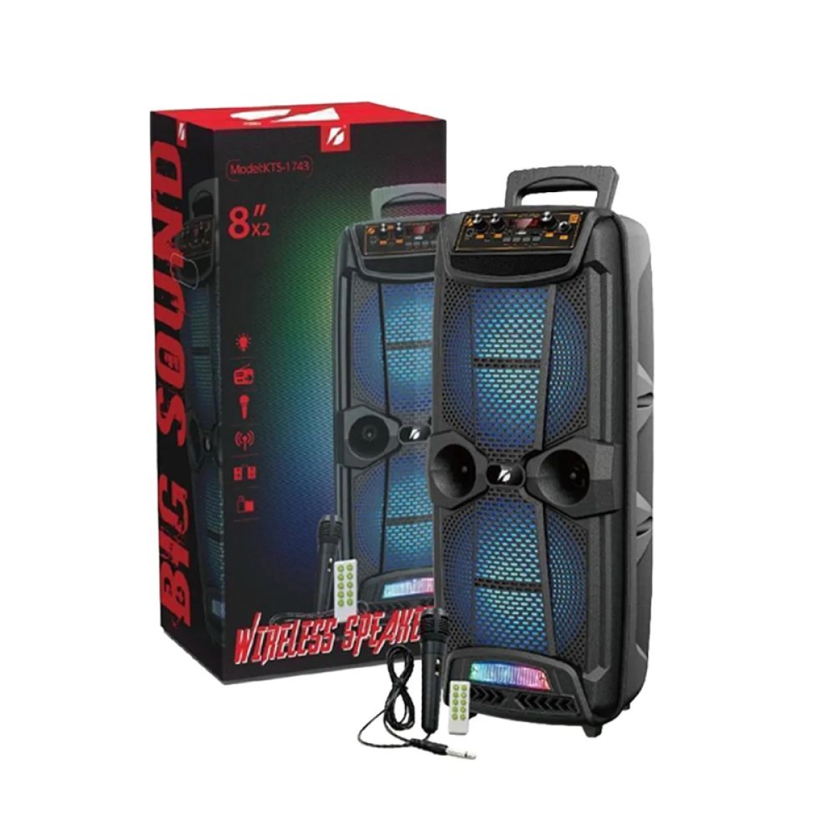 Φορητό Ηχείο Bluetooth KTS-1743 Dual 8″ με RGB