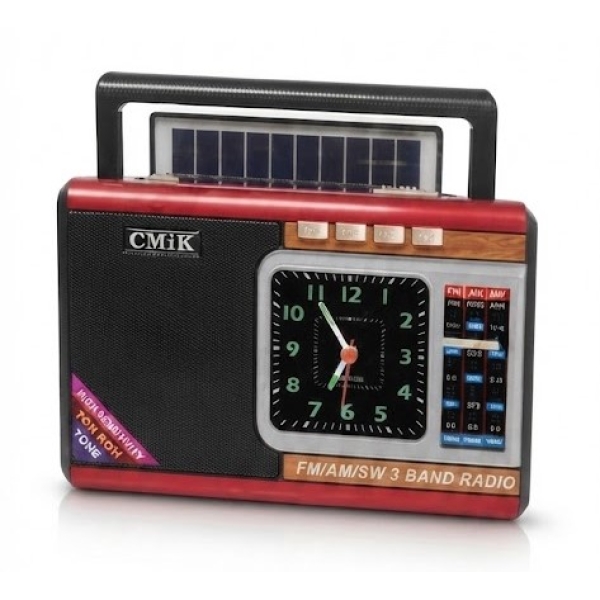 Φορητό Ραδιόφωνο AM/FM/SW με Φακό LED Ηλιακή Φόρτιση & Ρολόι CMiK MK-394