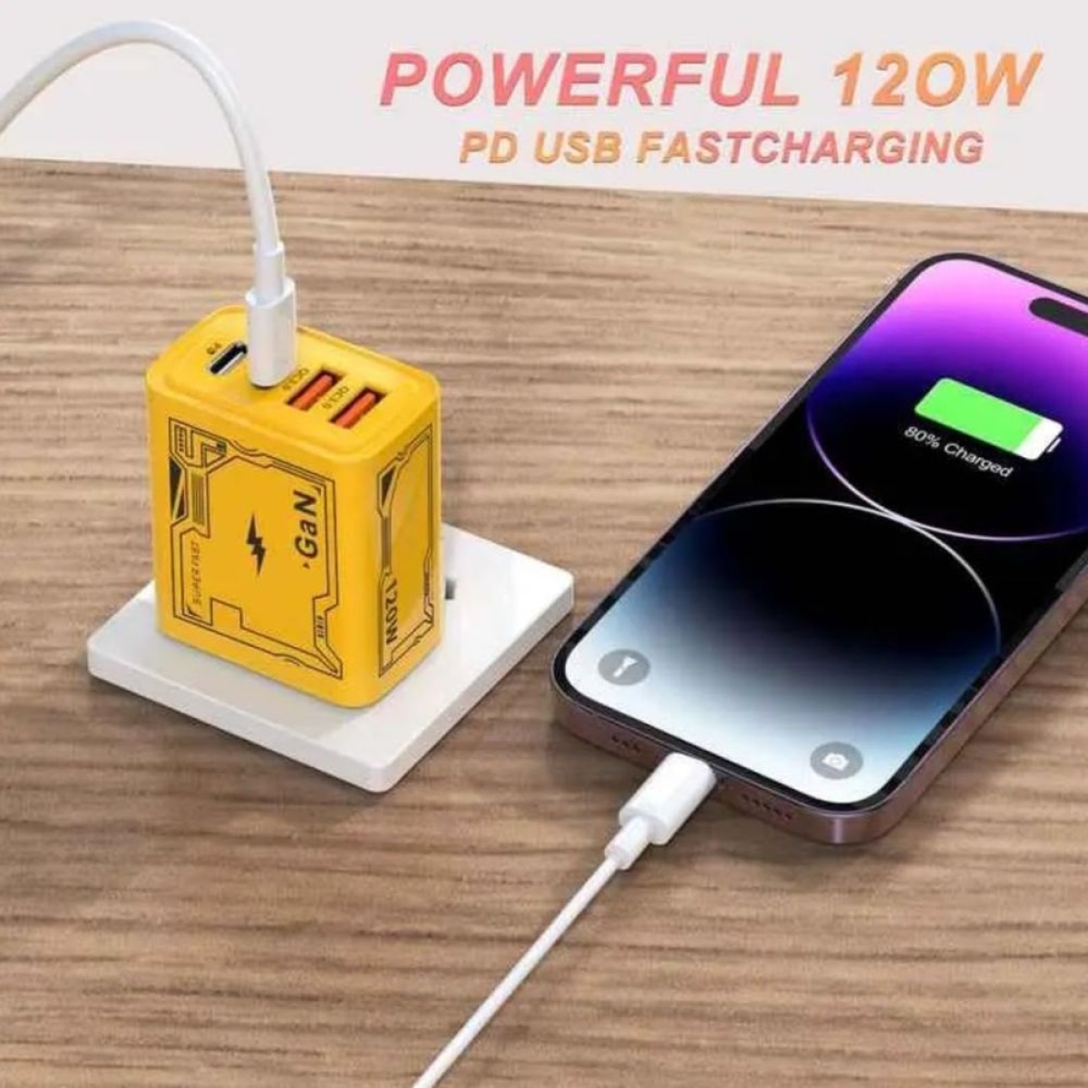 Φορτιστής GaN 120W με 2 USB-C PD και 2 USB-A QC 3.0