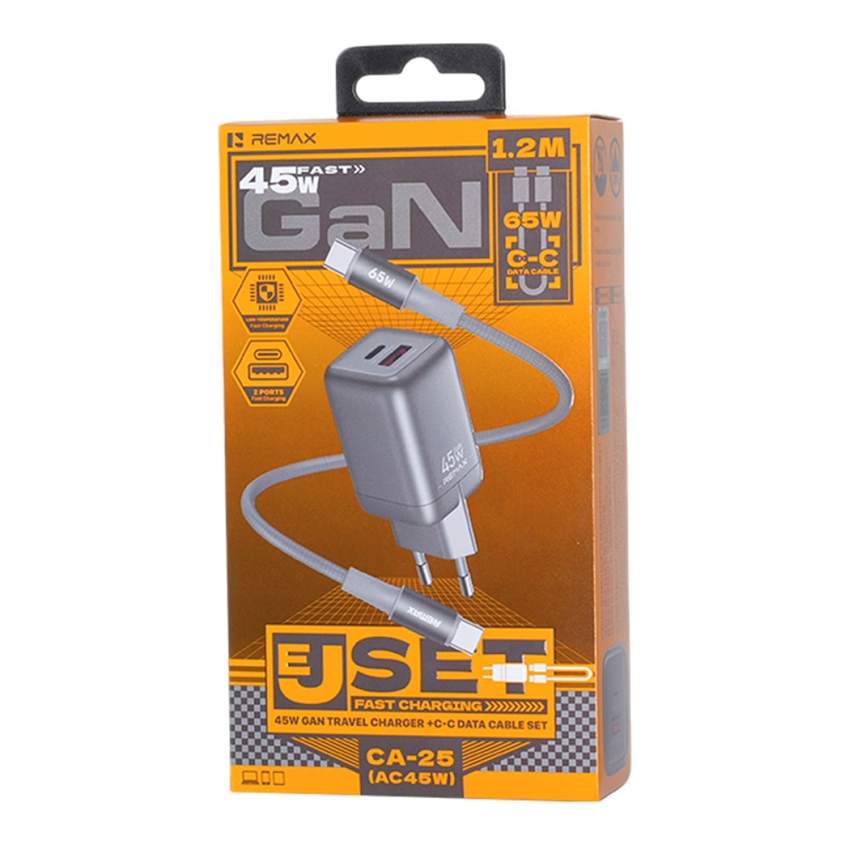 Φορτιστής GaN 45W με USB-C & USB-A και Καλώδιο Type-C 1,2m REMAX CA-25 - Image 3