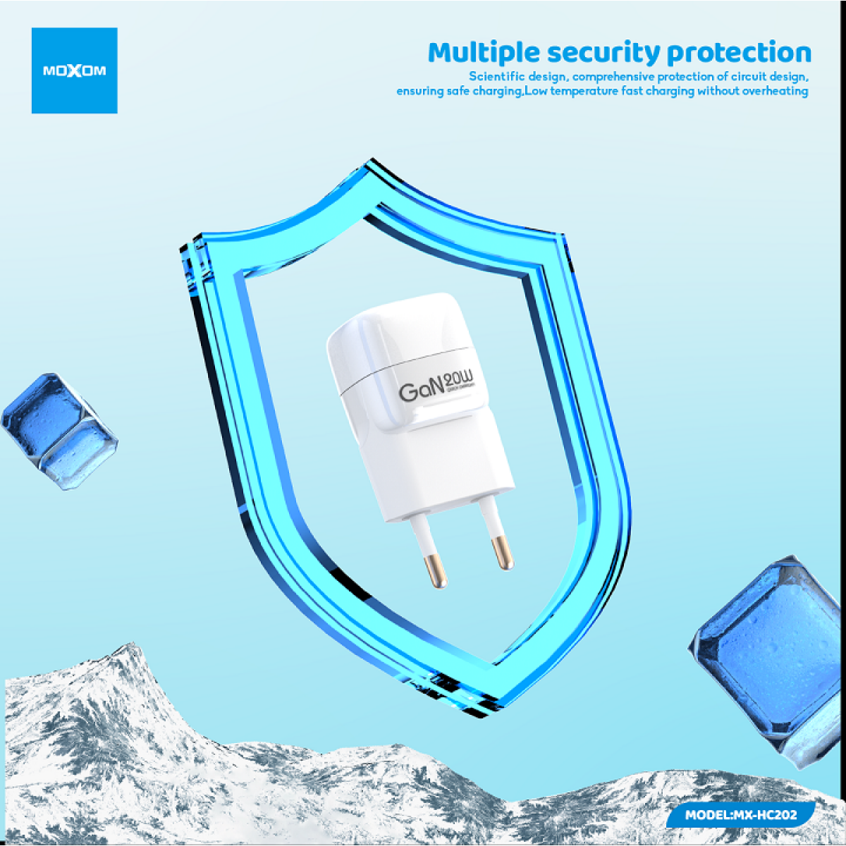 Φορτιστής GaN PD 20W με USB-C MOXOM MX-HC202 - Image 5